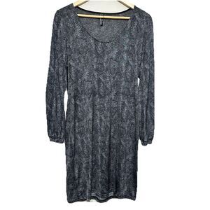 Viereck Snake Print Dress Womens L‎ Gray Black Long Sleeve Mob Wife City Chic